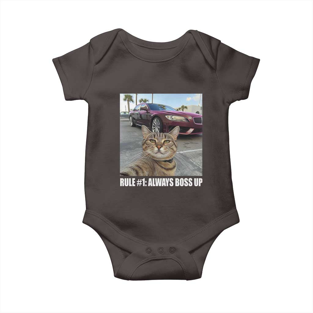 Funny Cat Meme Baby Onesie Rule No.1 Always Boss Up TS09 Dark Chocolate Print Your Wear