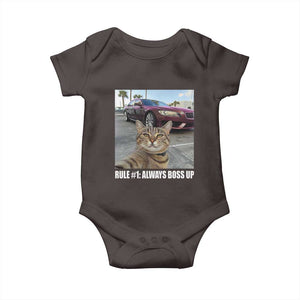 Funny Cat Meme Baby Onesie Rule No.1 Always Boss Up TS09 Dark Chocolate Print Your Wear