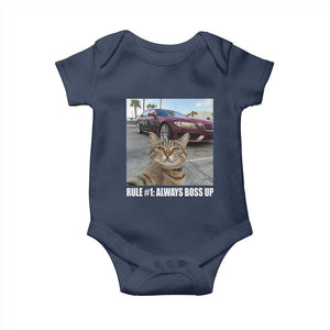 Funny Cat Meme Baby Onesie Rule No.1 Always Boss Up TS09 Navy Print Your Wear