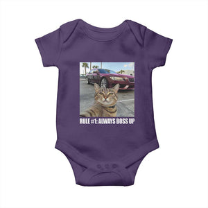 Funny Cat Meme Baby Onesie Rule No.1 Always Boss Up TS09 Purple Print Your Wear
