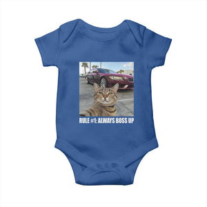 Funny Cat Meme Baby Onesie Rule No.1 Always Boss Up TS09 Royal Blue Print Your Wear