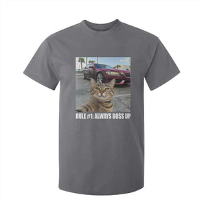 Funny Cat Meme T Shirt For Kid Rule No.1 Always Boss Up TS09 Charcoal Print Your Wear