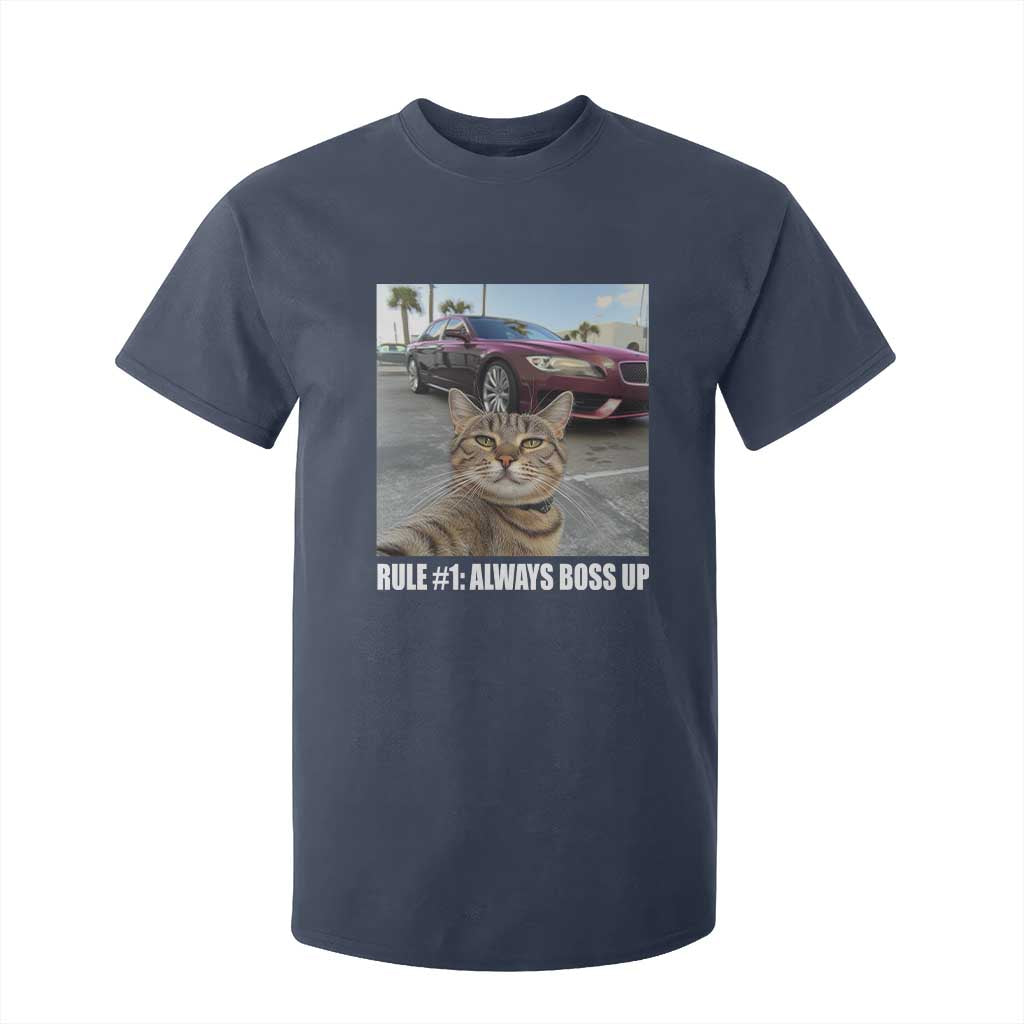 Funny Cat Meme T Shirt For Kid Rule No.1 Always Boss Up TS09 Navy Print Your Wear