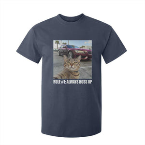 Funny Cat Meme T Shirt For Kid Rule No.1 Always Boss Up TS09 Navy Print Your Wear