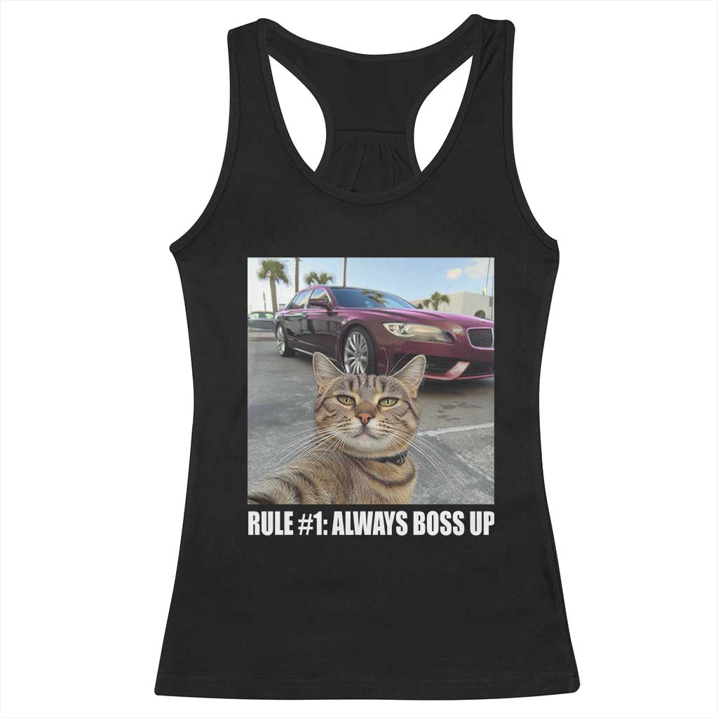 Funny Cat Meme Racerback Tank Top Rule No.1 Always Boss Up TS09 Black Print Your Wear