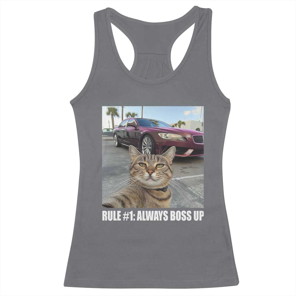 Funny Cat Meme Racerback Tank Top Rule No.1 Always Boss Up TS09 Charcoal Print Your Wear