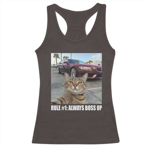 Funny Cat Meme Racerback Tank Top Rule No.1 Always Boss Up TS09 Dark Chocolate Print Your Wear