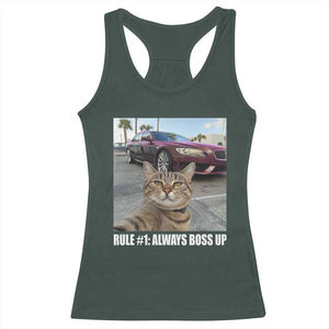 Funny Cat Meme Racerback Tank Top Rule No.1 Always Boss Up TS09 Dark Forest Green Print Your Wear