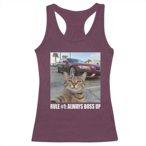 Funny Cat Meme Racerback Tank Top Rule No.1 Always Boss Up TS09 Maroon Print Your Wear