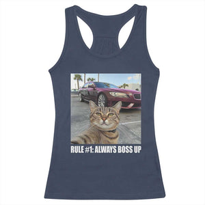 Funny Cat Meme Racerback Tank Top Rule No.1 Always Boss Up TS09 Navy Print Your Wear