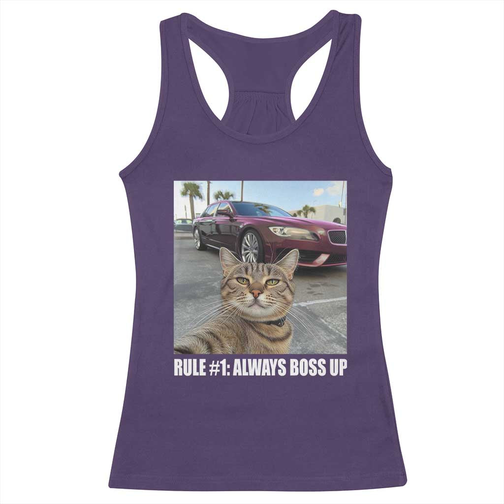 Funny Cat Meme Racerback Tank Top Rule No.1 Always Boss Up TS09 Purple Print Your Wear