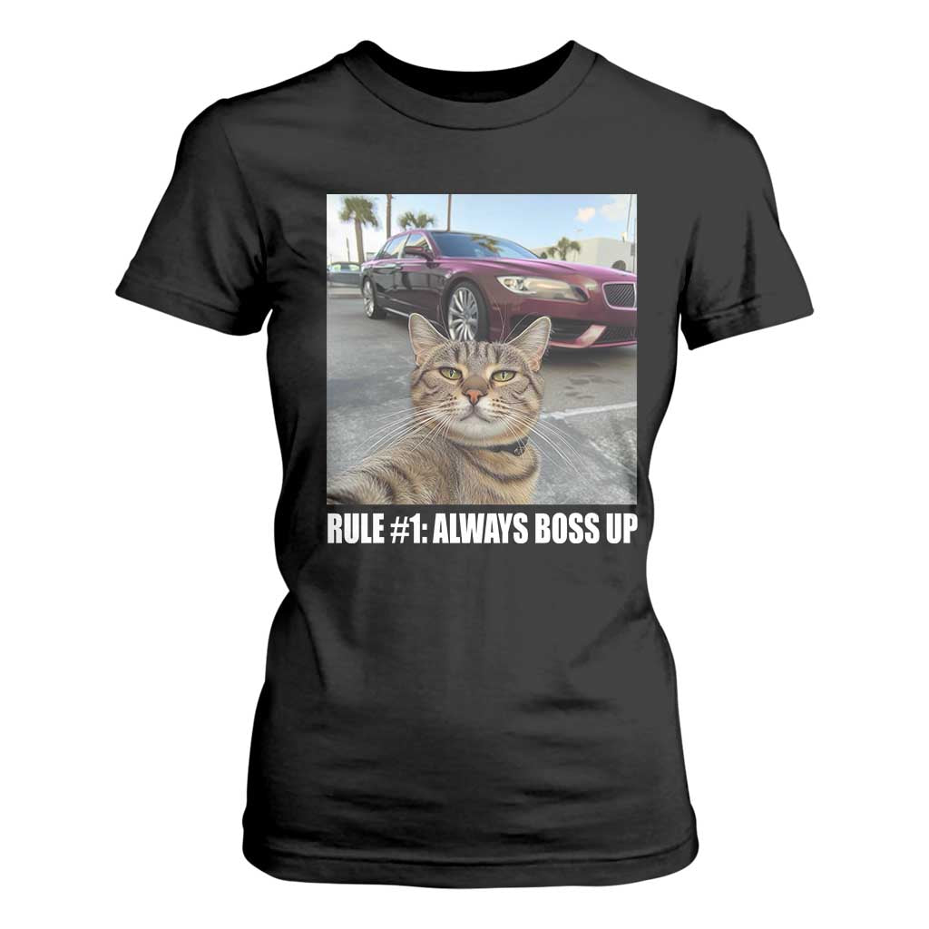 Funny Cat Meme T Shirt For Women Rule No.1 Always Boss Up TS09 Black Print Your Wear