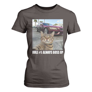 Funny Cat Meme T Shirt For Women Rule No.1 Always Boss Up TS09 Dark Chocolate Print Your Wear