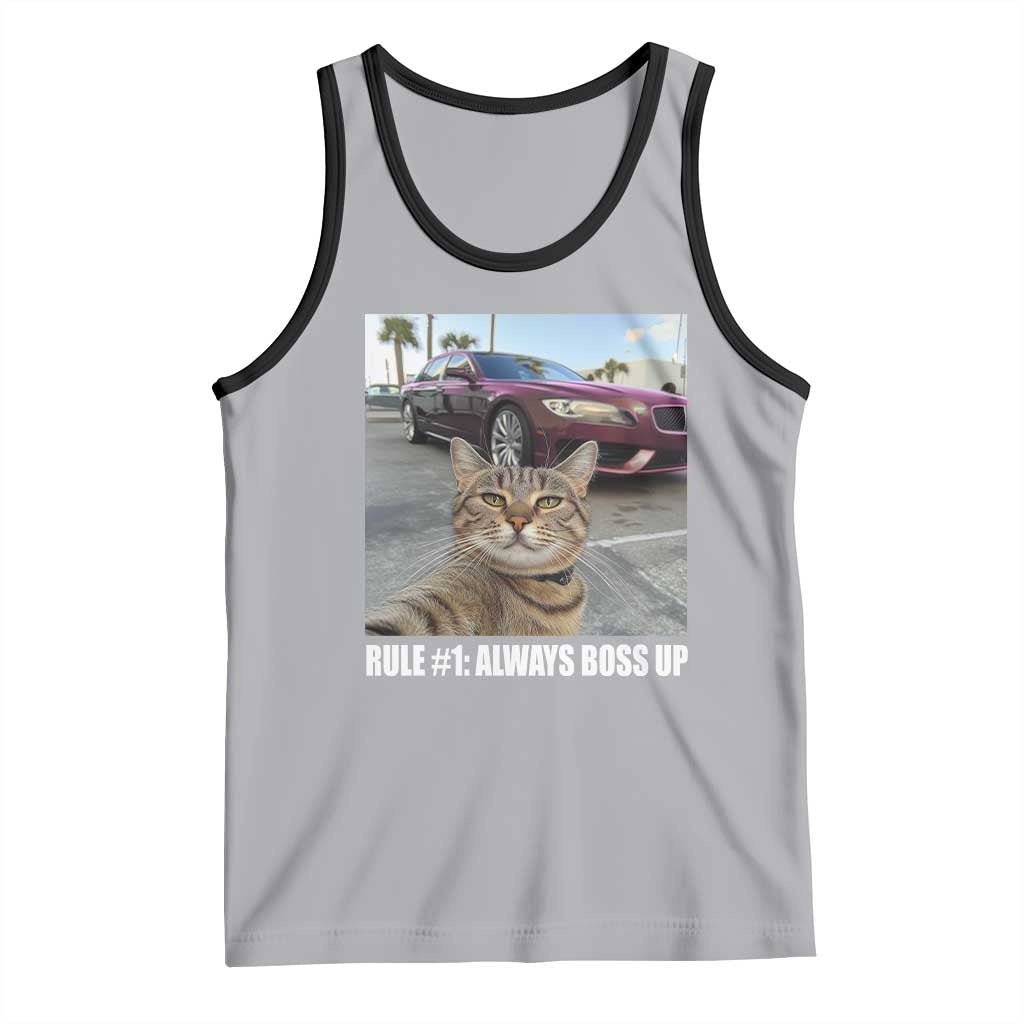 Funny Cat Meme Tank Top Rule No.1 Always Boss Up TS09 Athletic Heather Black Print Your Wear