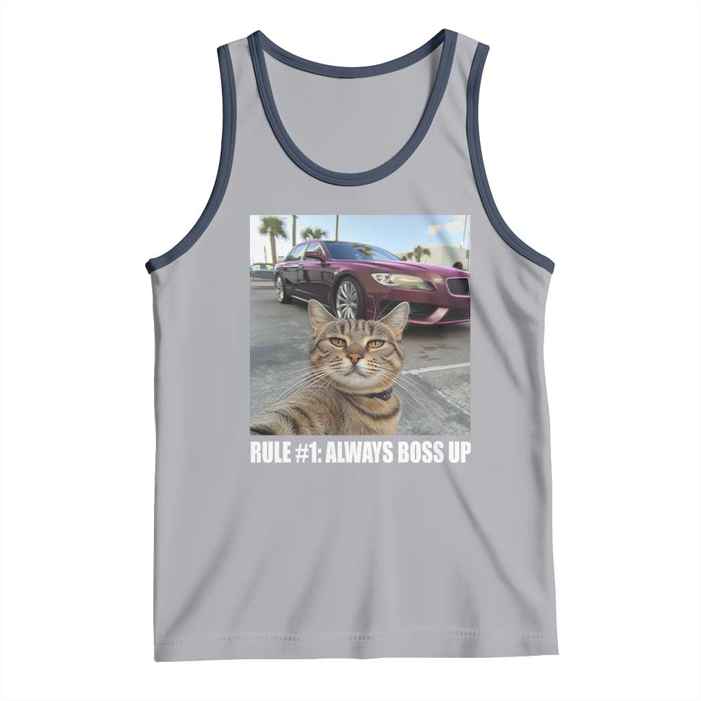 Funny Cat Meme Tank Top Rule No.1 Always Boss Up TS09 Athletic Heather Navy Print Your Wear