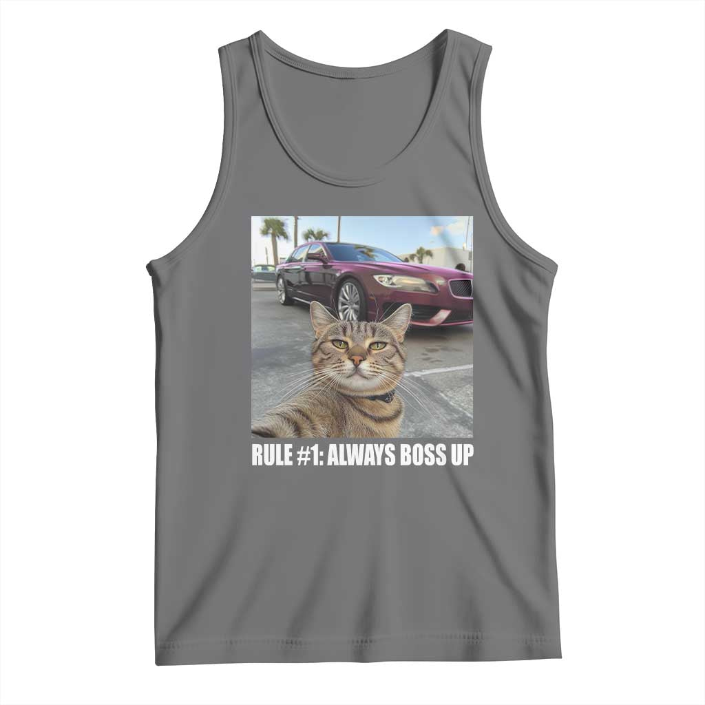 Funny Cat Meme Tank Top Rule No.1 Always Boss Up TS09 Black Heather Print Your Wear