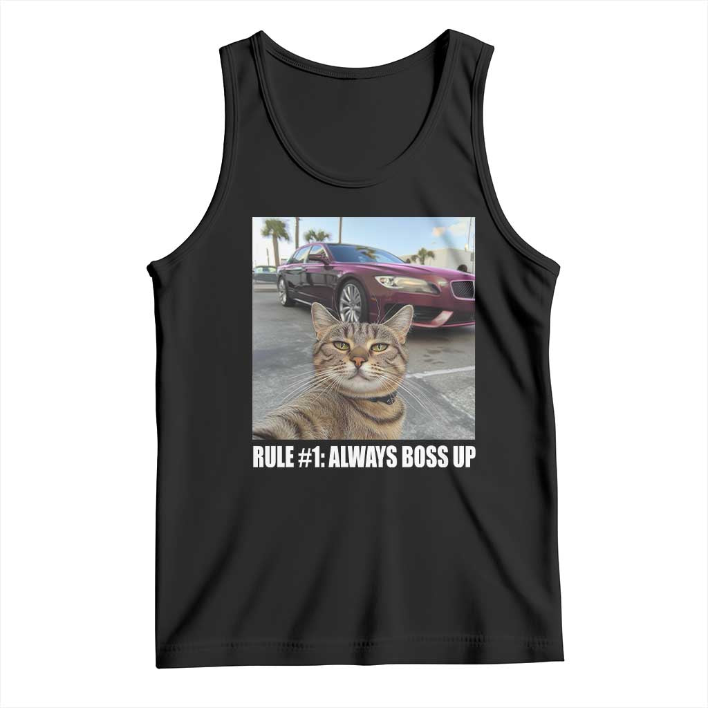 Funny Cat Meme Tank Top Rule No.1 Always Boss Up TS09 Black Print Your Wear
