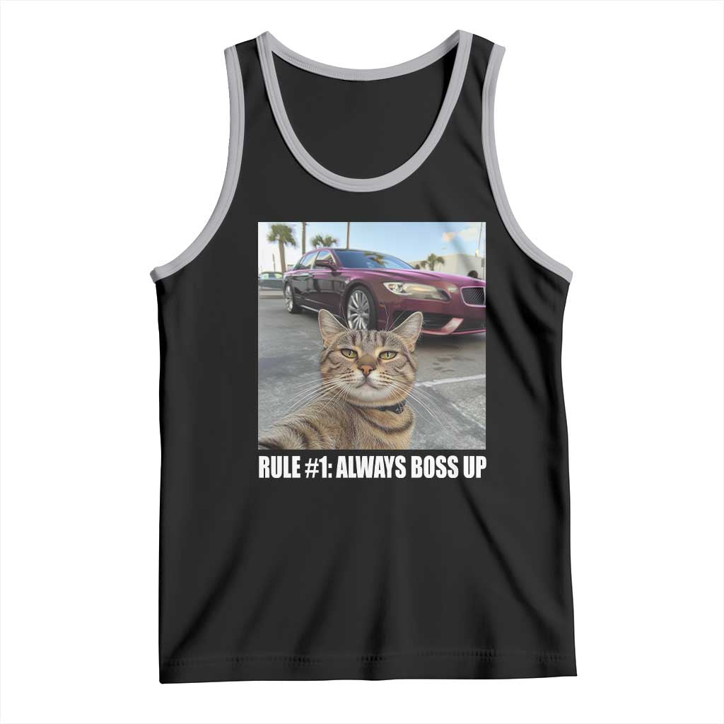 Funny Cat Meme Tank Top Rule No.1 Always Boss Up TS09 Black Athletic Heather Print Your Wear