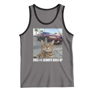 Funny Cat Meme Tank Top Rule No.1 Always Boss Up TS09 Deep Heather Black Print Your Wear