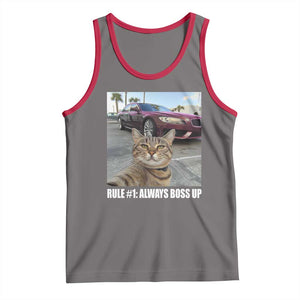 Funny Cat Meme Tank Top Rule No.1 Always Boss Up TS09 Deep Heather Red Print Your Wear