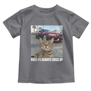 Funny Cat Meme Toddler T Shirt Rule No.1 Always Boss Up TS09 Charcoal Print Your Wear