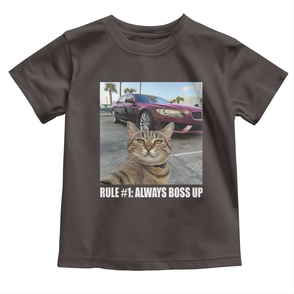 Funny Cat Meme Toddler T Shirt Rule No.1 Always Boss Up TS09 Dark Chocolate Print Your Wear