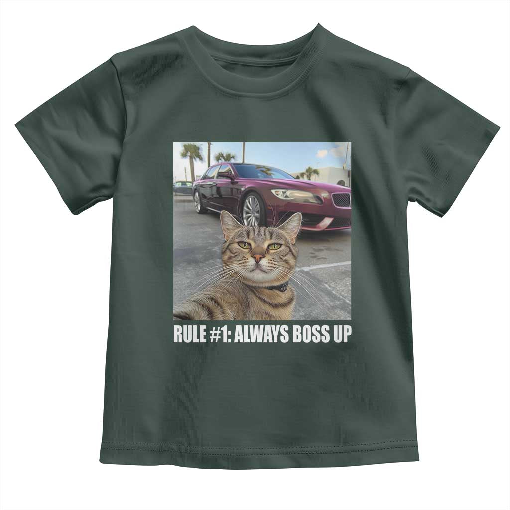 Funny Cat Meme Toddler T Shirt Rule No.1 Always Boss Up TS09 Dark Forest Green Print Your Wear