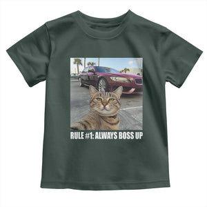 Funny Cat Meme Toddler T Shirt Rule No.1 Always Boss Up TS09 Dark Forest Green Print Your Wear