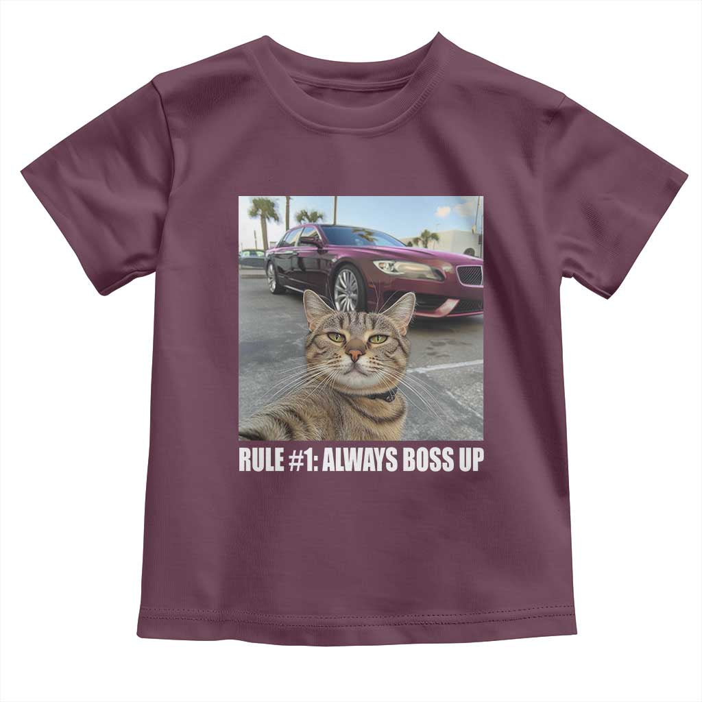 Funny Cat Meme Toddler T Shirt Rule No.1 Always Boss Up TS09 Maroon Print Your Wear