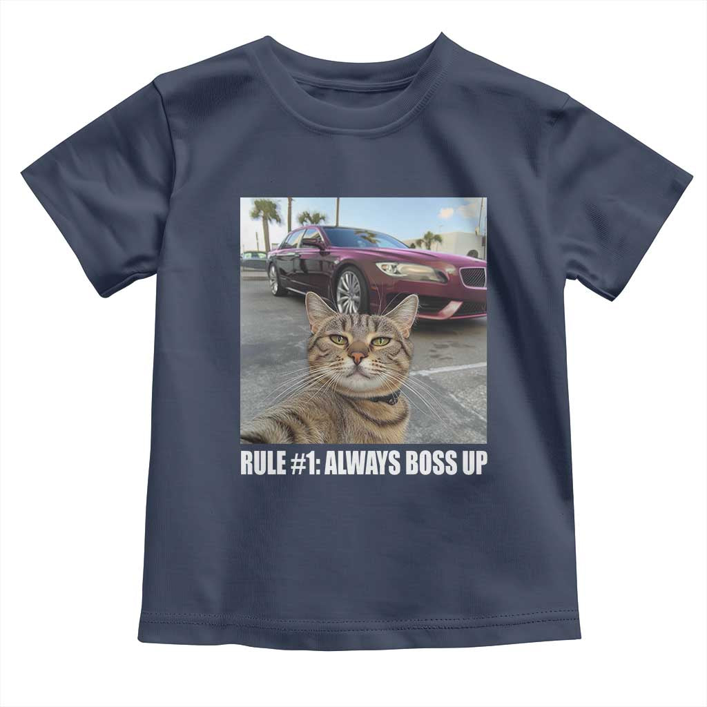 Funny Cat Meme Toddler T Shirt Rule No.1 Always Boss Up TS09 Navy Print Your Wear