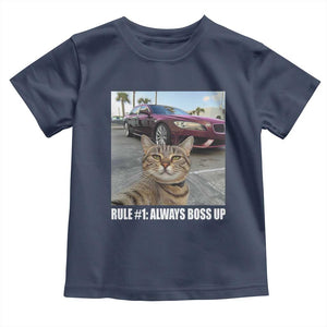 Funny Cat Meme Toddler T Shirt Rule No.1 Always Boss Up TS09 Navy Print Your Wear