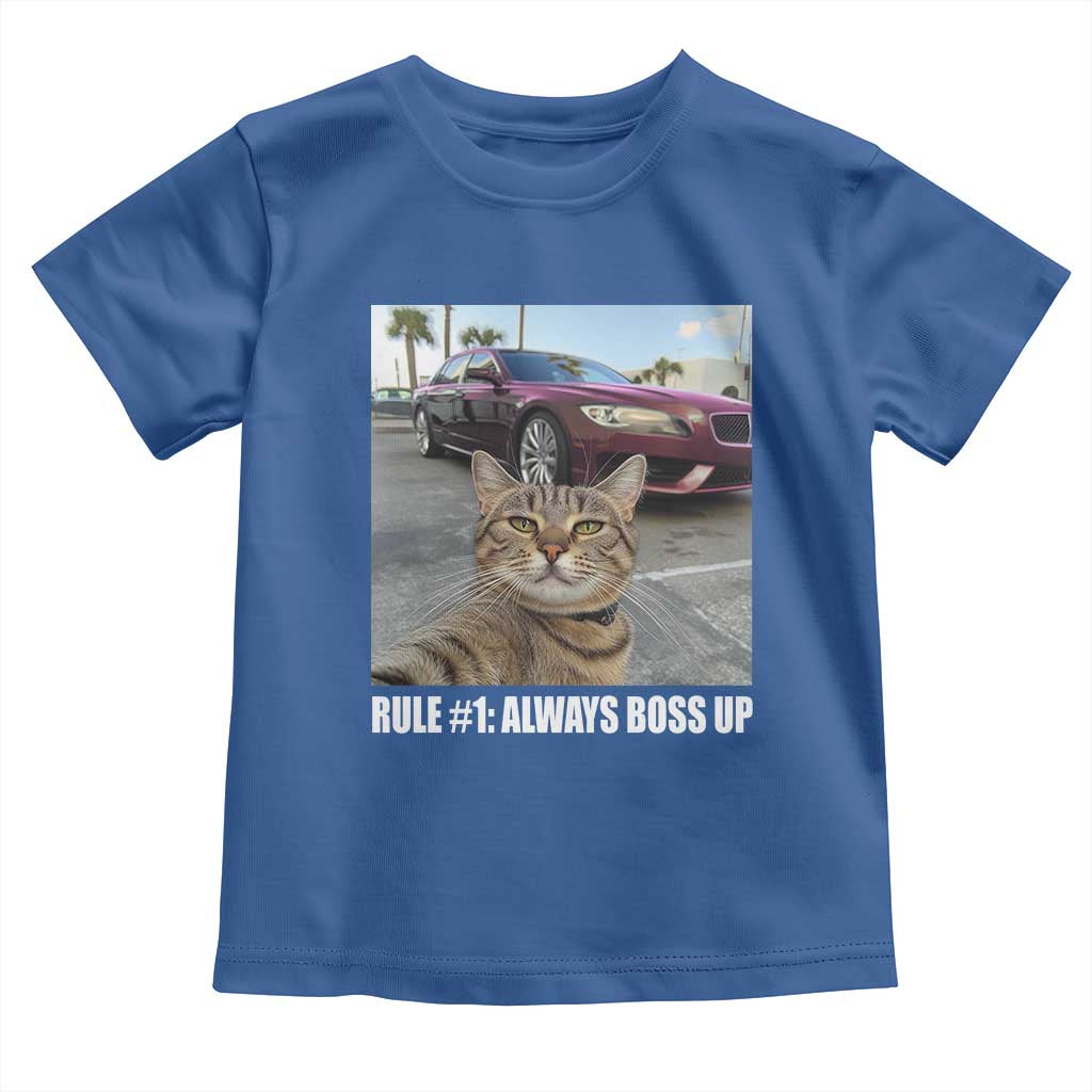 Funny Cat Meme Toddler T Shirt Rule No.1 Always Boss Up TS09 Royal Blue Print Your Wear