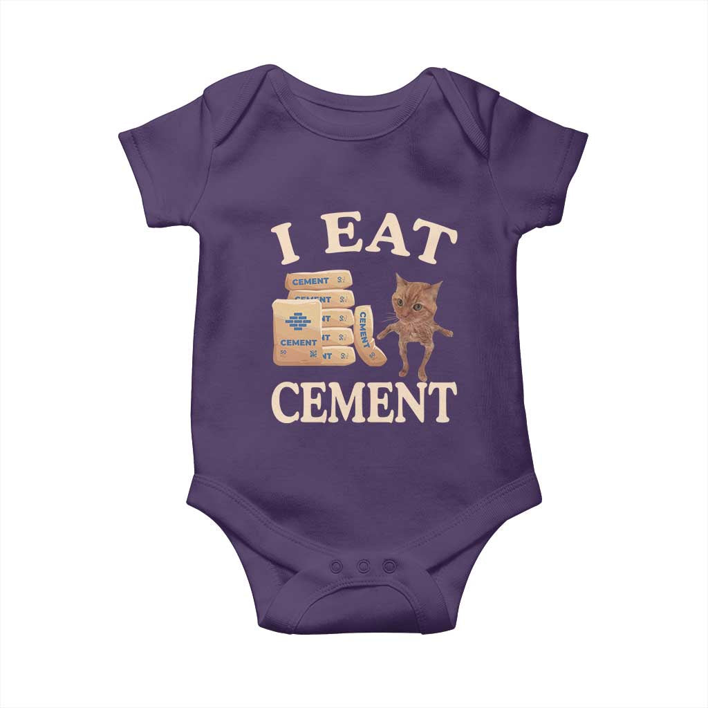 Funny Cat Meme Baby Onesie I Eat Cement TS09 Purple Print Your Wear