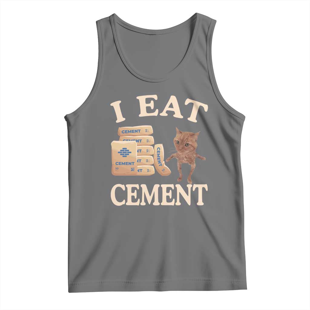 Funny Cat Meme Tank Top I Eat Cement TS09 Black Heather Print Your Wear