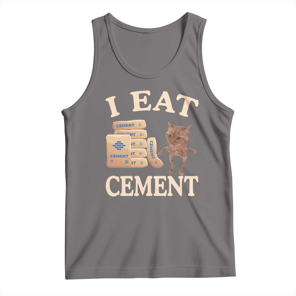 Funny Cat Meme Tank Top I Eat Cement TS09 Deep Heather Print Your Wear