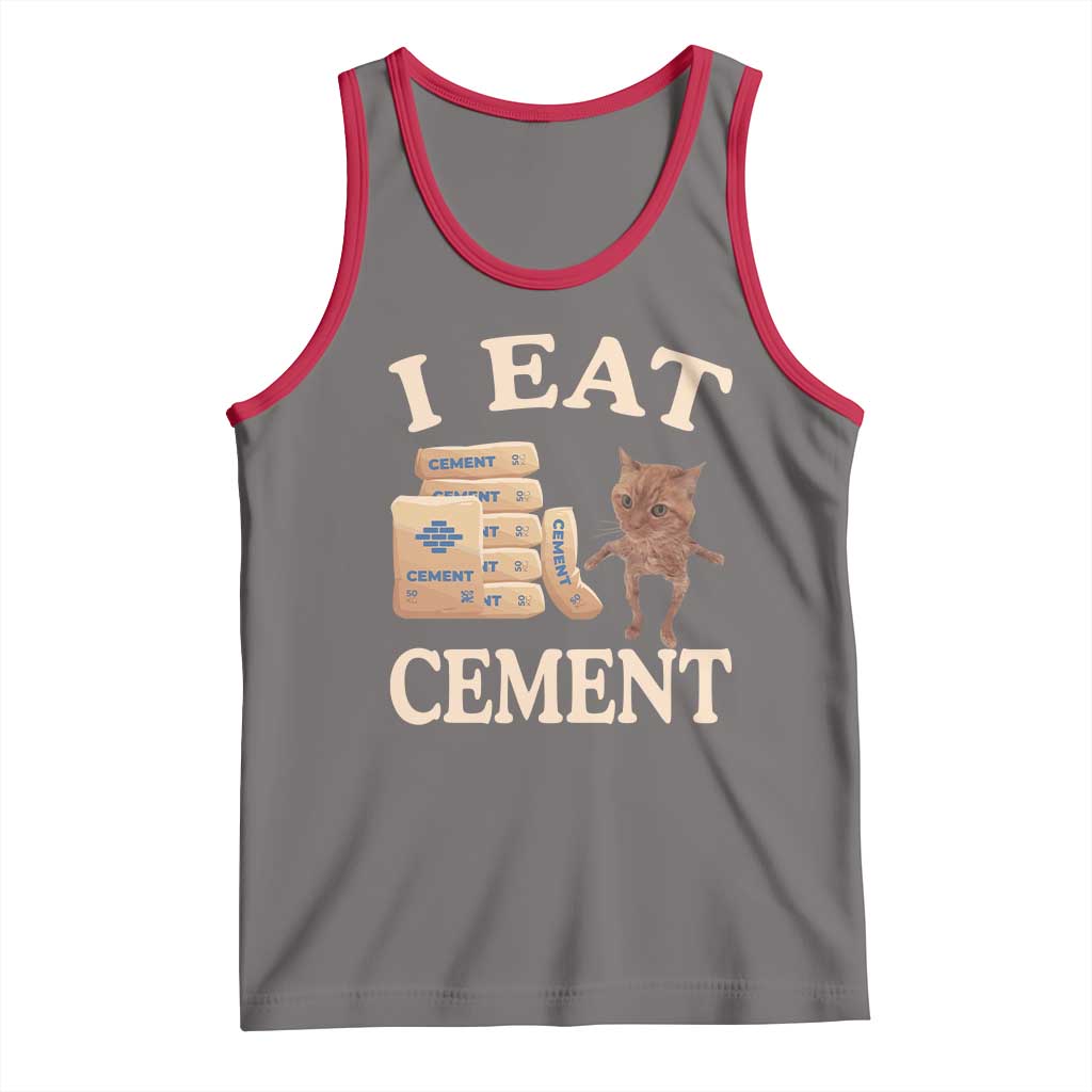 Funny Cat Meme Tank Top I Eat Cement TS09 Deep Heather Red Print Your Wear