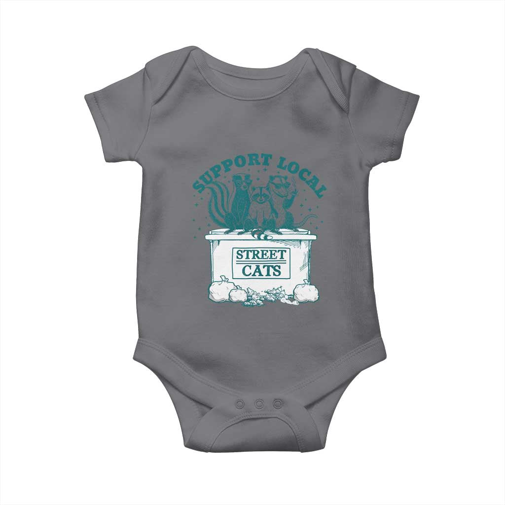 Funny Support Local Street Cat Baby Onesie Raccoon Opossum Skunk Garbage Crew TS09 Charcoal Print Your Wear