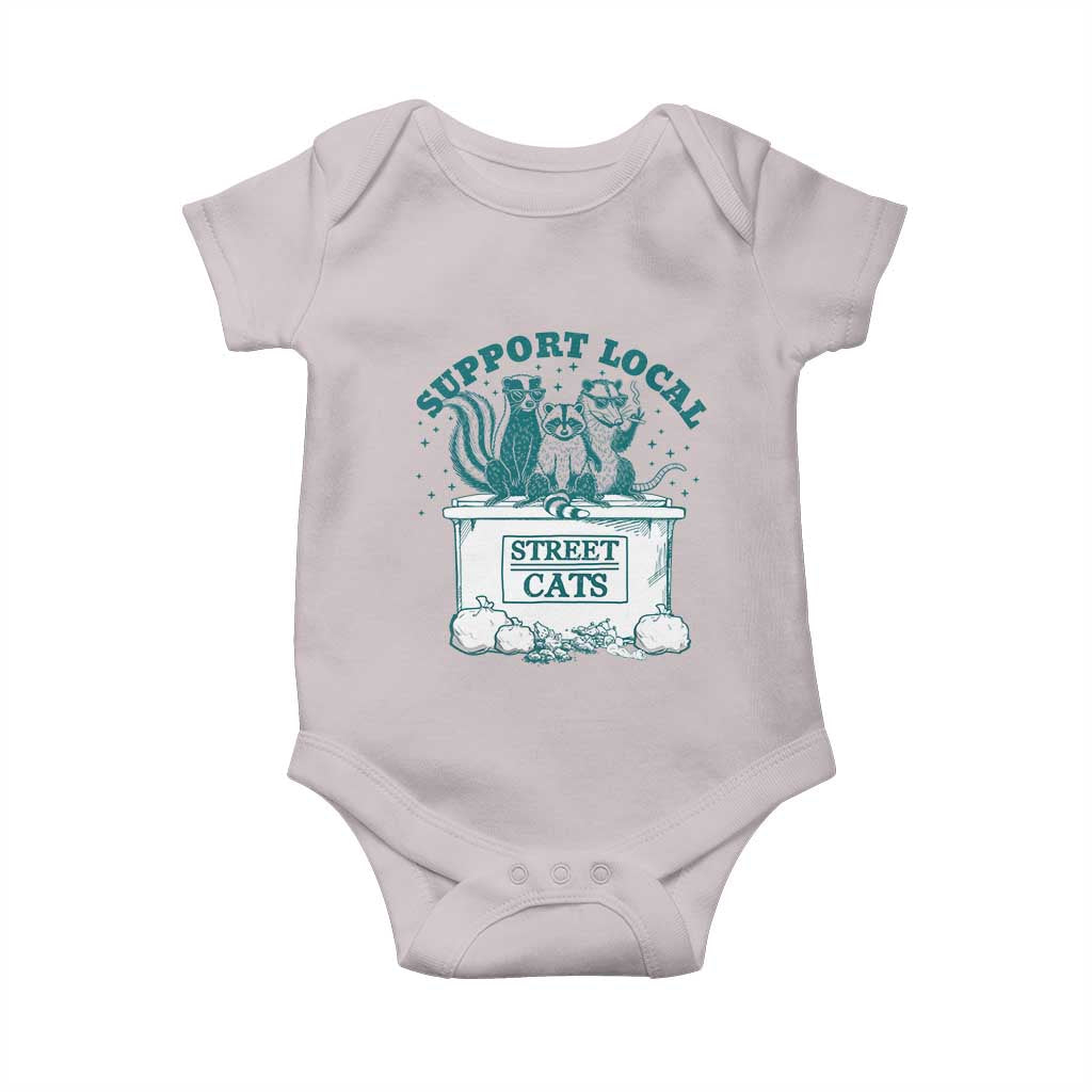 Funny Support Local Street Cat Baby Onesie Raccoon Opossum Skunk Garbage Crew TS09 Ice Gray Print Your Wear