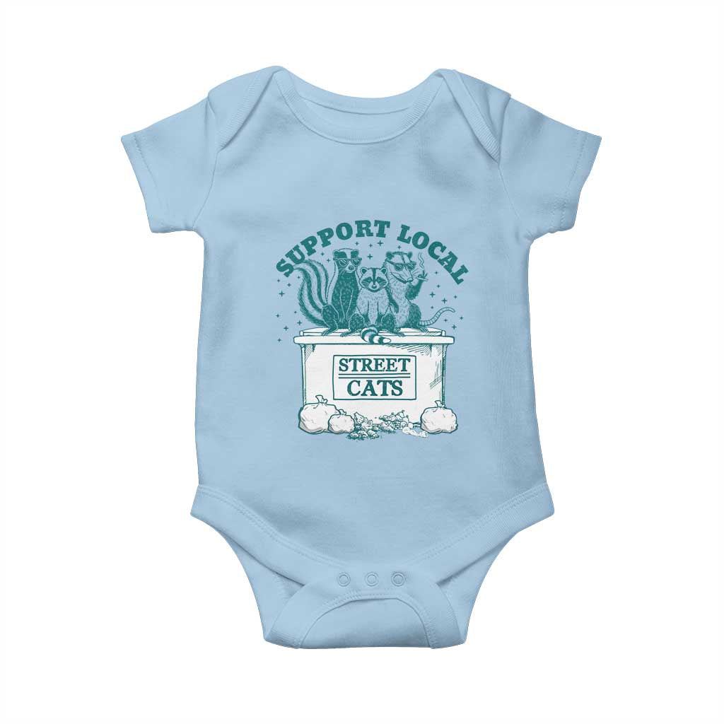 Funny Support Local Street Cat Baby Onesie Raccoon Opossum Skunk Garbage Crew TS09 Light Blue Print Your Wear