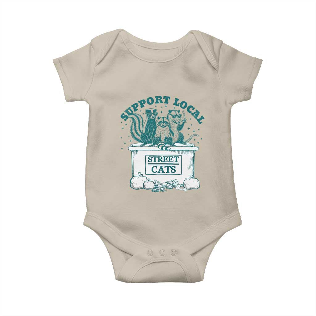 Funny Support Local Street Cat Baby Onesie Raccoon Opossum Skunk Garbage Crew TS09 Sand Print Your Wear