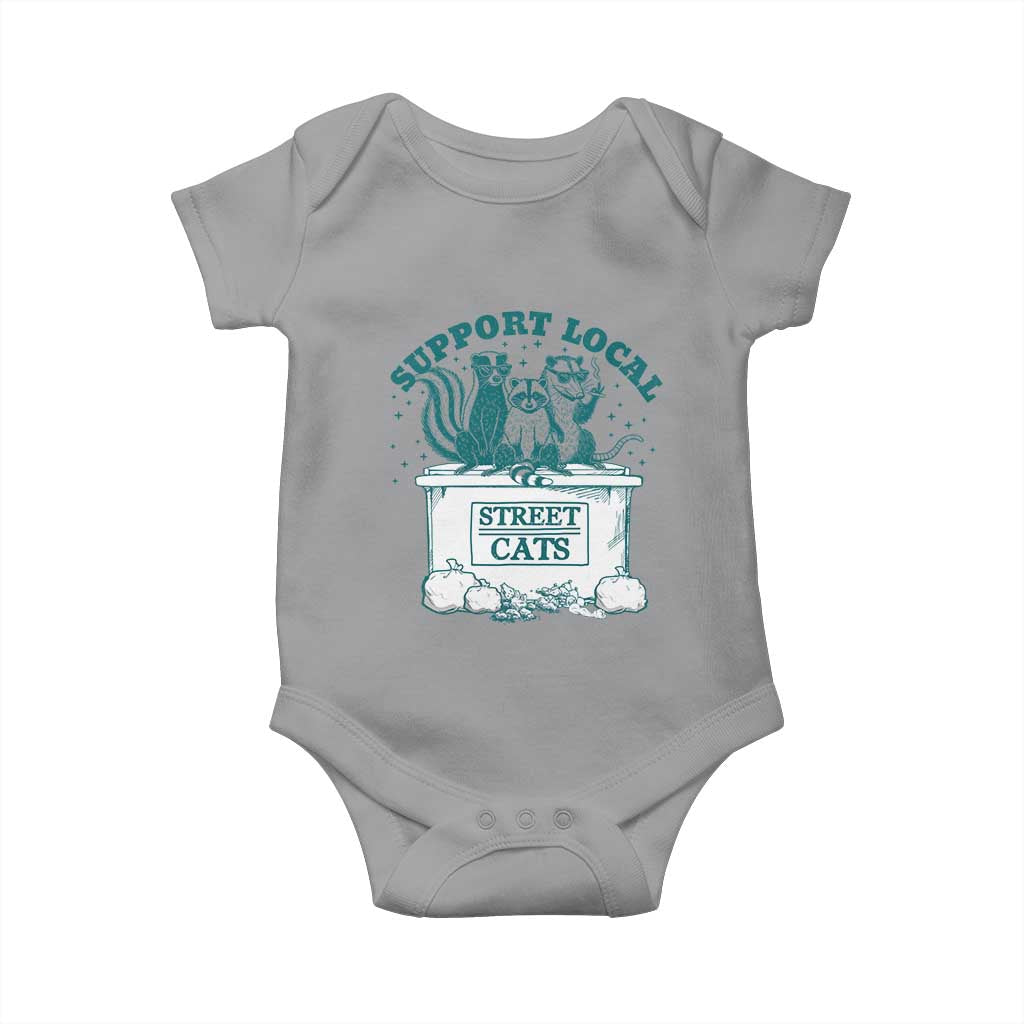Funny Support Local Street Cat Baby Onesie Raccoon Opossum Skunk Garbage Crew TS09 Sport Gray Print Your Wear