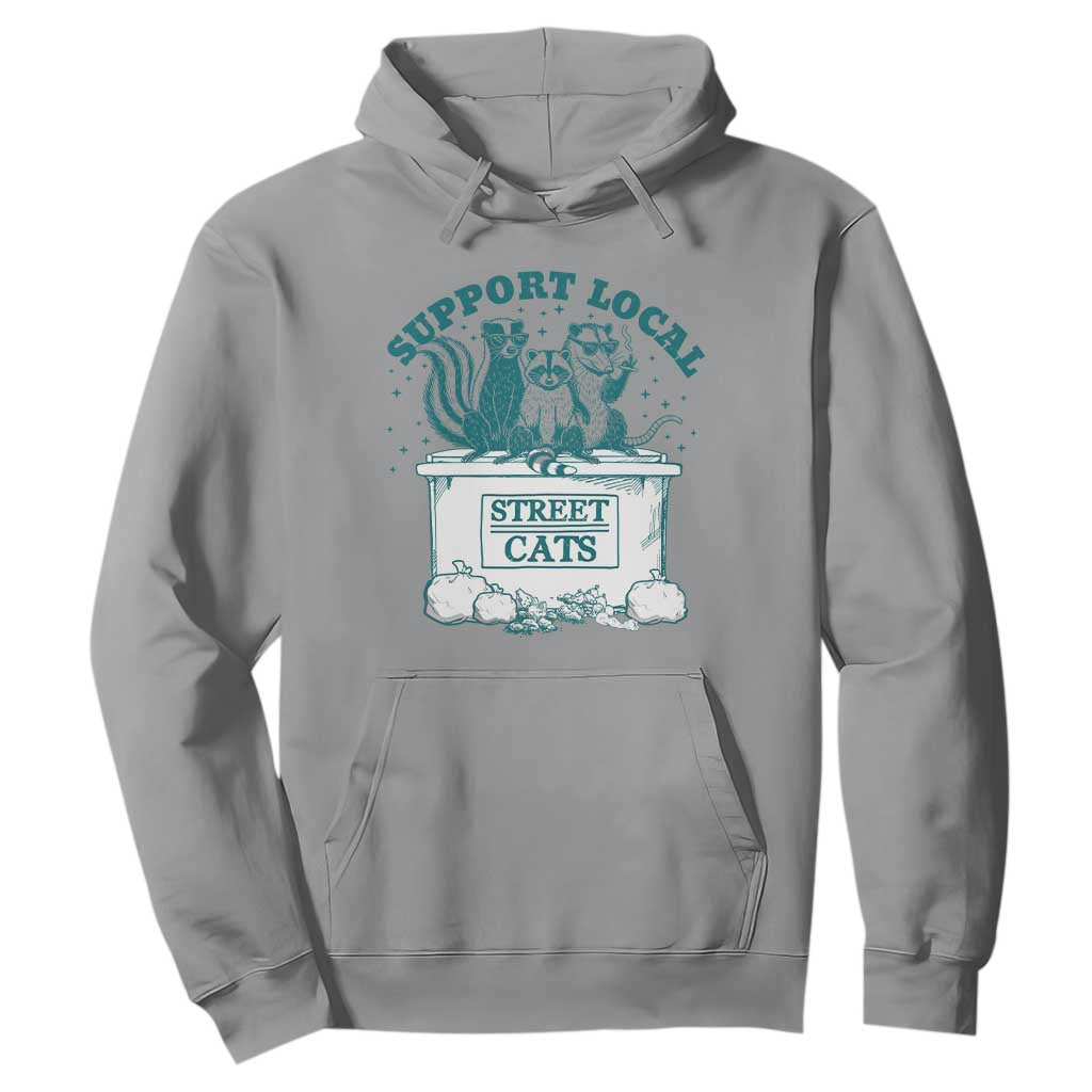 Funny Support Local Street Cat Hoodie Raccoon Opossum Skunk Garbage Crew TS09 Sport Gray Print Your Wear