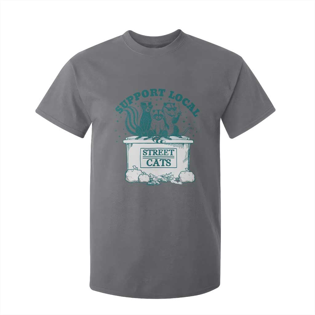 Funny Support Local Street Cat T Shirt For Kid Raccoon Opossum Skunk Garbage Crew TS09 Charcoal Print Your Wear