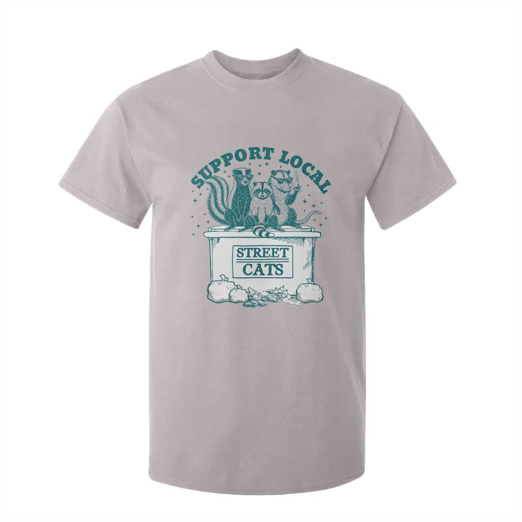 Funny Support Local Street Cat T Shirt For Kid Raccoon Opossum Skunk Garbage Crew TS09 Ice Gray Print Your Wear