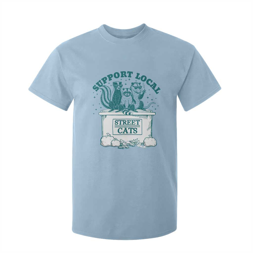 Funny Support Local Street Cat T Shirt For Kid Raccoon Opossum Skunk Garbage Crew TS09 Light Blue Print Your Wear
