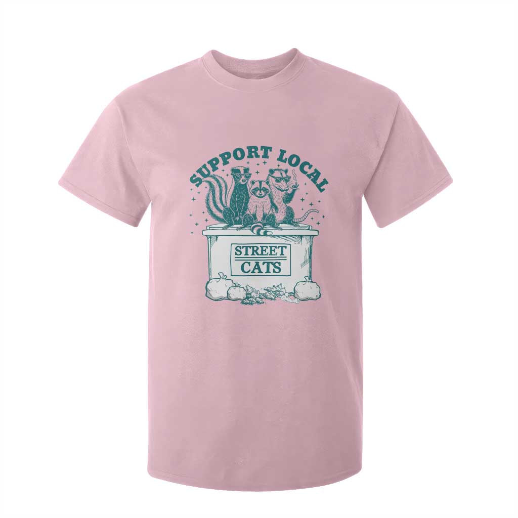 Funny Support Local Street Cat T Shirt For Kid Raccoon Opossum Skunk Garbage Crew TS09 Light Pink Print Your Wear