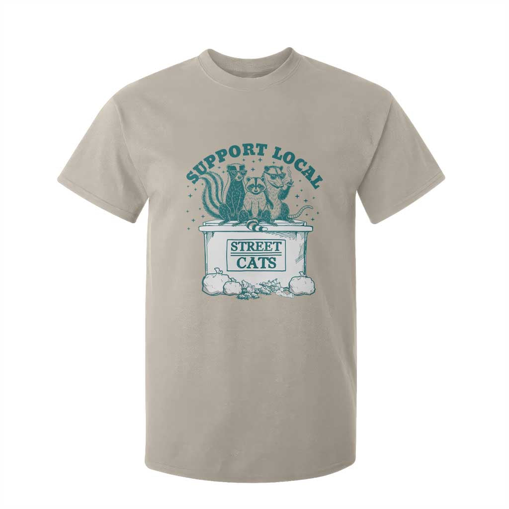 Funny Support Local Street Cat T Shirt For Kid Raccoon Opossum Skunk Garbage Crew TS09 Sand Print Your Wear