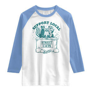 Funny Support Local Street Cat Raglan Shirt Raccoon Opossum Skunk Garbage Crew TS09 White Carolina Blue Print Your Wear