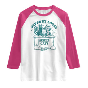 Funny Support Local Street Cat Raglan Shirt Raccoon Opossum Skunk Garbage Crew TS09 White Heliconia Print Your Wear