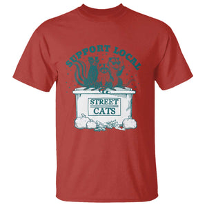 Funny Support Local Street Cat T Shirt Raccoon Opossum Skunk Garbage Crew TS09 Red Print Your Wear
